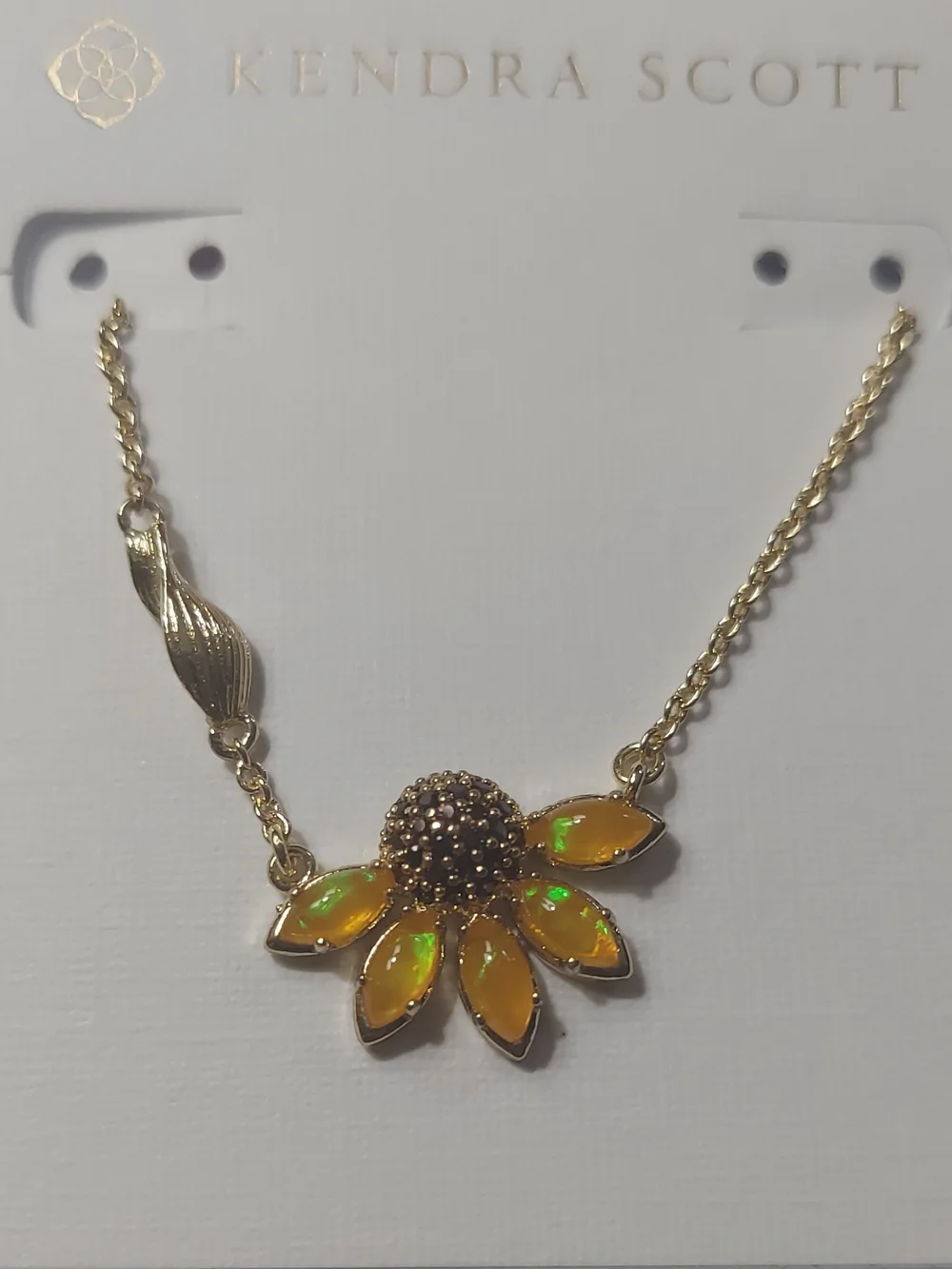 Kendra Scott Gold Sunflower Pendant Necklace - Yellow/Green